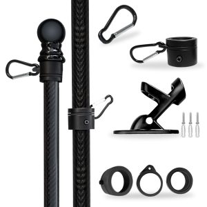 5 Feet Premium Tangle-Free Carbon-Fiber Flag Pole with Mount, Brackets, and Screws